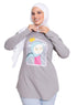 Forest Grey Printed Long - Sleeve Design 56 - Khotwh